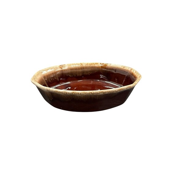 McCoy Pottery Oven Proof Casserole Dish 7070 Brown Drip Ware Glazed USA 9”x6” - Picture 2 of 6